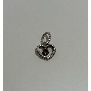 Authentic Pandora Charm, November Honey Amber Heart Dangle